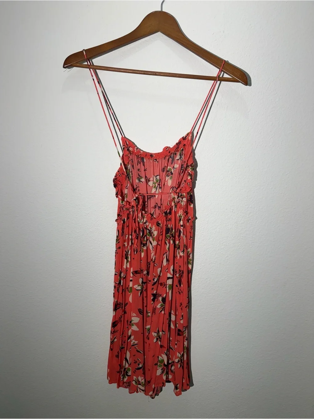 Free people Jolene Floral Spaghetti-Strap Coral Dress